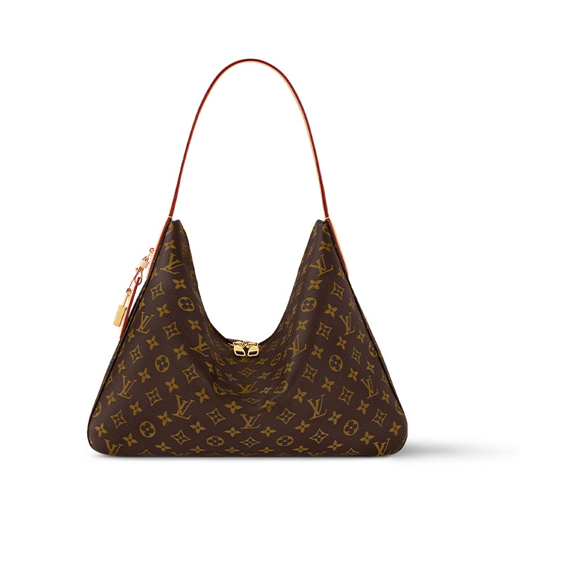 LOUIS VUITTON Coated Canvas Handbag Shoulder Bag Medium Size Women's Brown