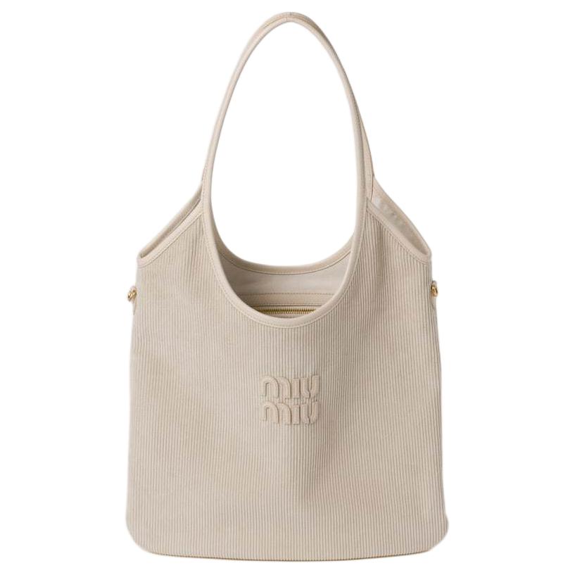 MIU MIU IVY Fabric Tote Bag Shopping Bag Handbag Regular Women's White