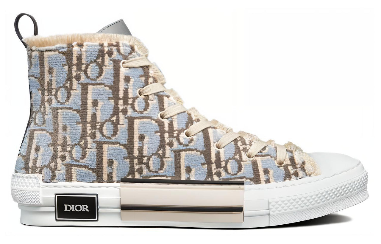 DIOR B23 High Top Stylish Skateboarding Shoes Men's Gray White