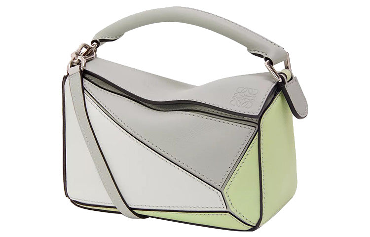 LOEWE Puzzle Cow Leather Puzzle Bag Handbag Shoulder Bag Crossbody Bag Mini Women's Smoke Gray/Light Cyan