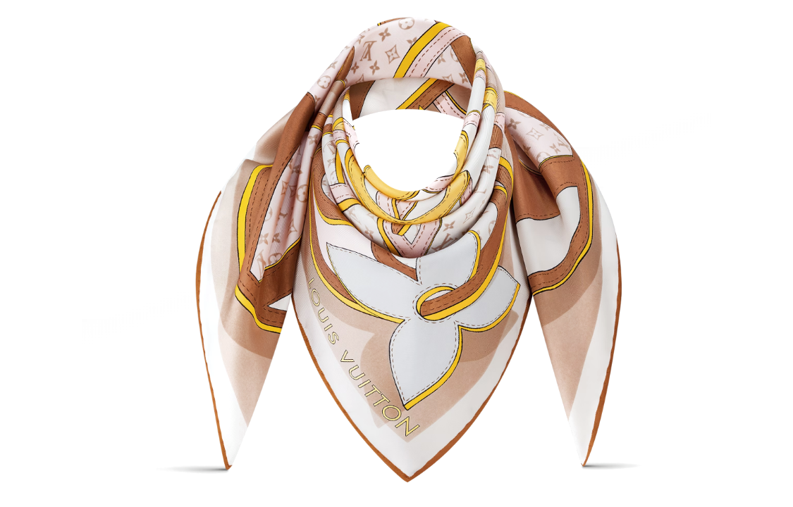 LOUIS VUITTON Silk Scarves Women's Light Brown