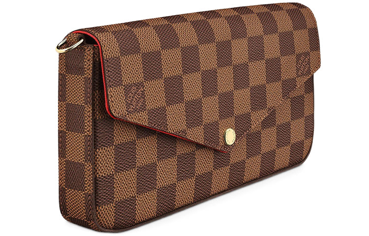 LOUIS VUITTON Pochette Felicie Damier Ebene Cerise Red Lining