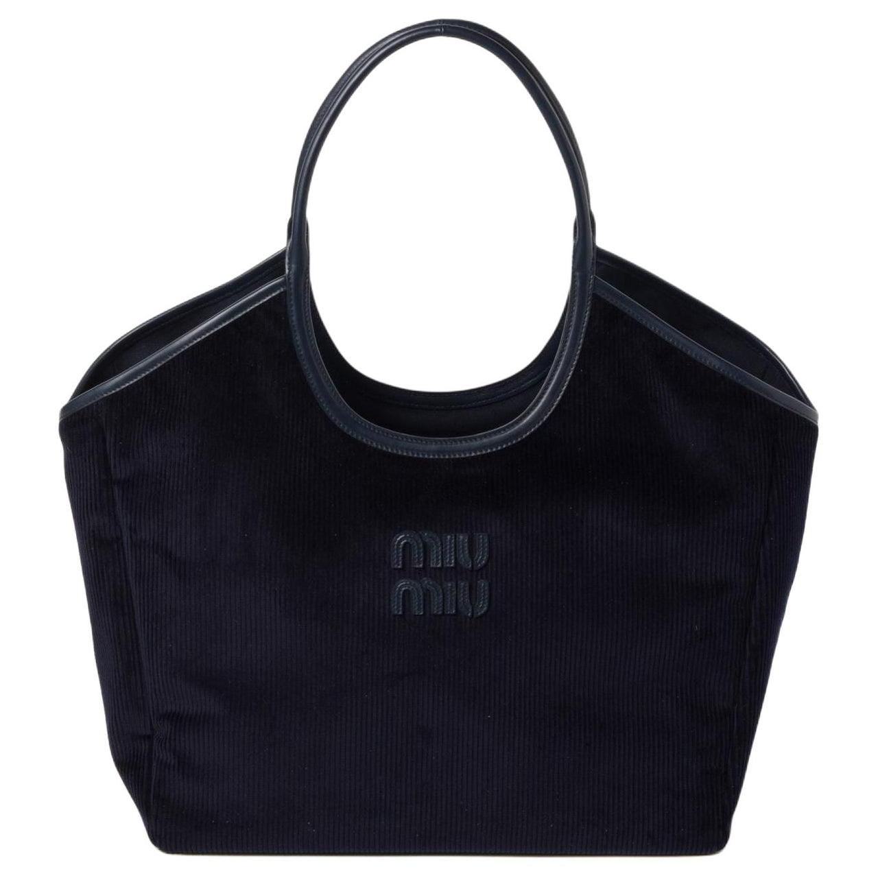 MIU MIU Fabric Tote Bag Shopping Bag Handbag Women's Marine