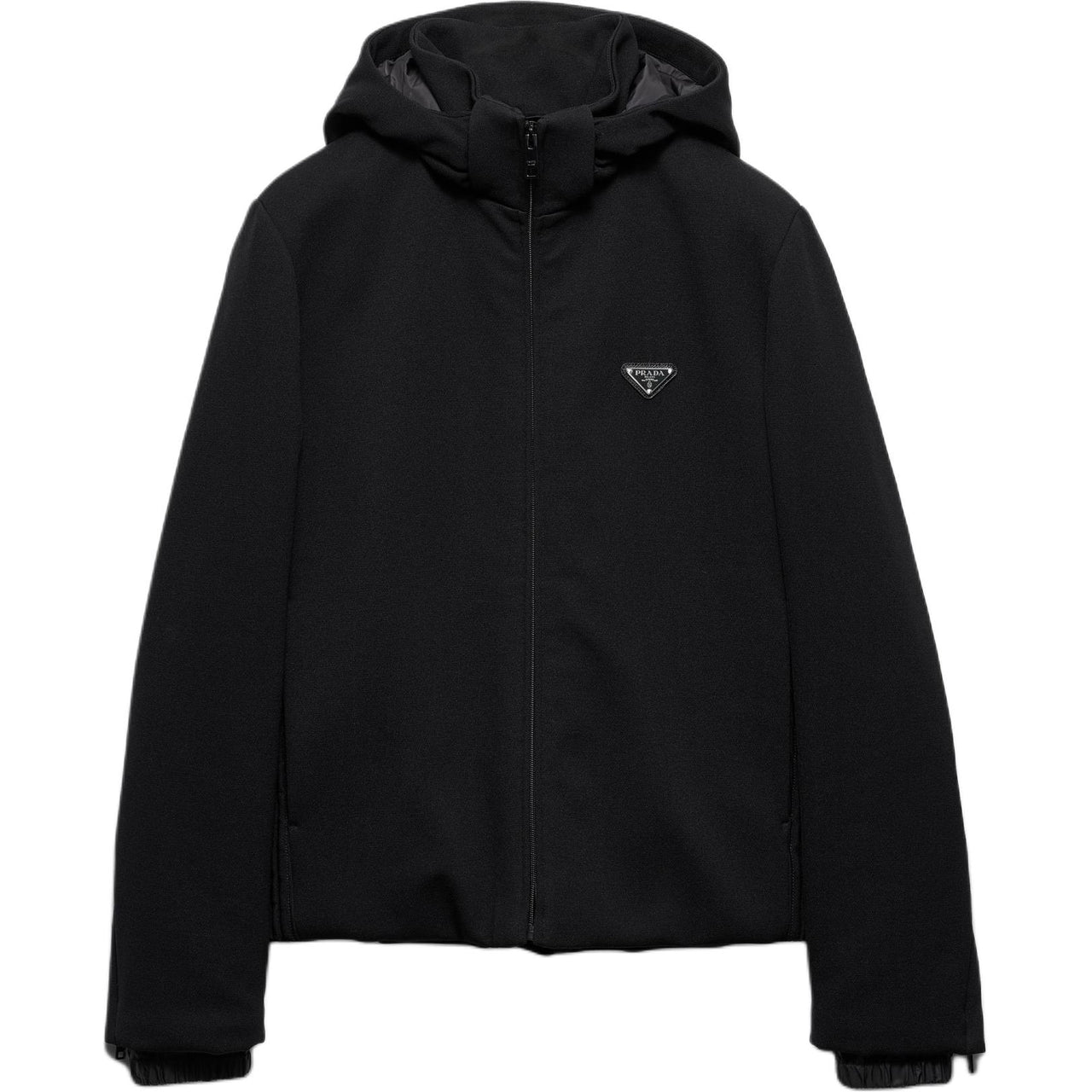 PRADA Logo Plaque Zip Up Hooded Jacket
