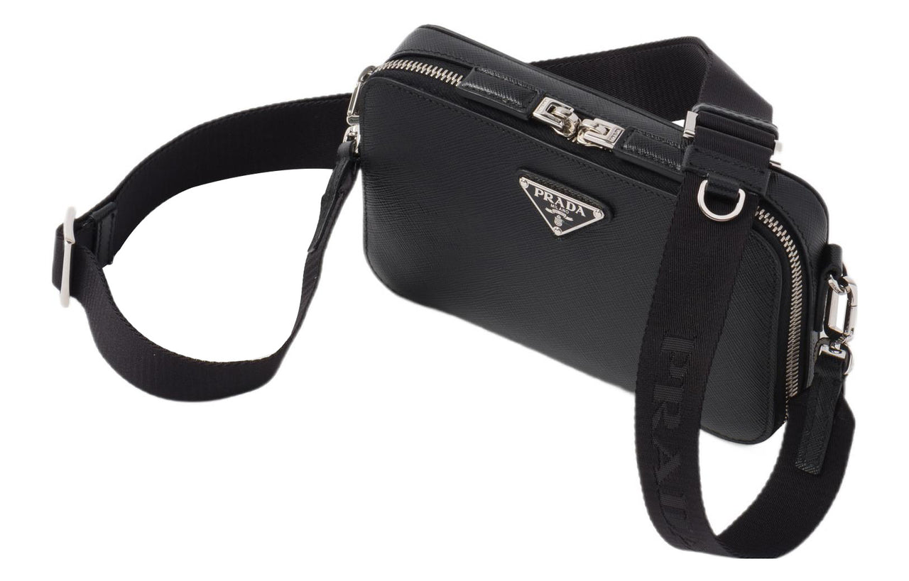 PRADA Brique Leather Crossbody Bag, Shoulder Bag Men's Black