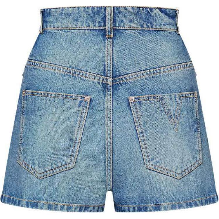 LOUIS VUITTON Lv Circle Tab Denim Mini Shorts