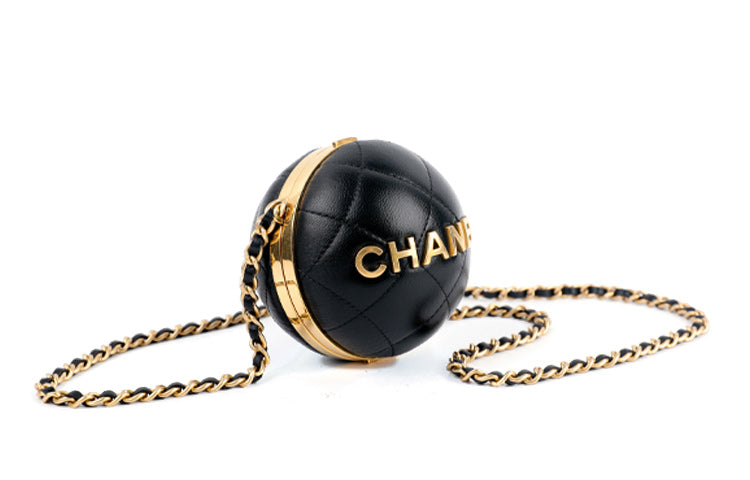 CHANEL 22A Early Autumn Sheepskin Evening Party Bag Ball Bag Handbag Shoulder Bag Crossbody Bag Women's Black