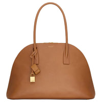 SAINT LAURENT Grained Calfskin Bowling Bag Shoulder Bag Handbag Women's Brown