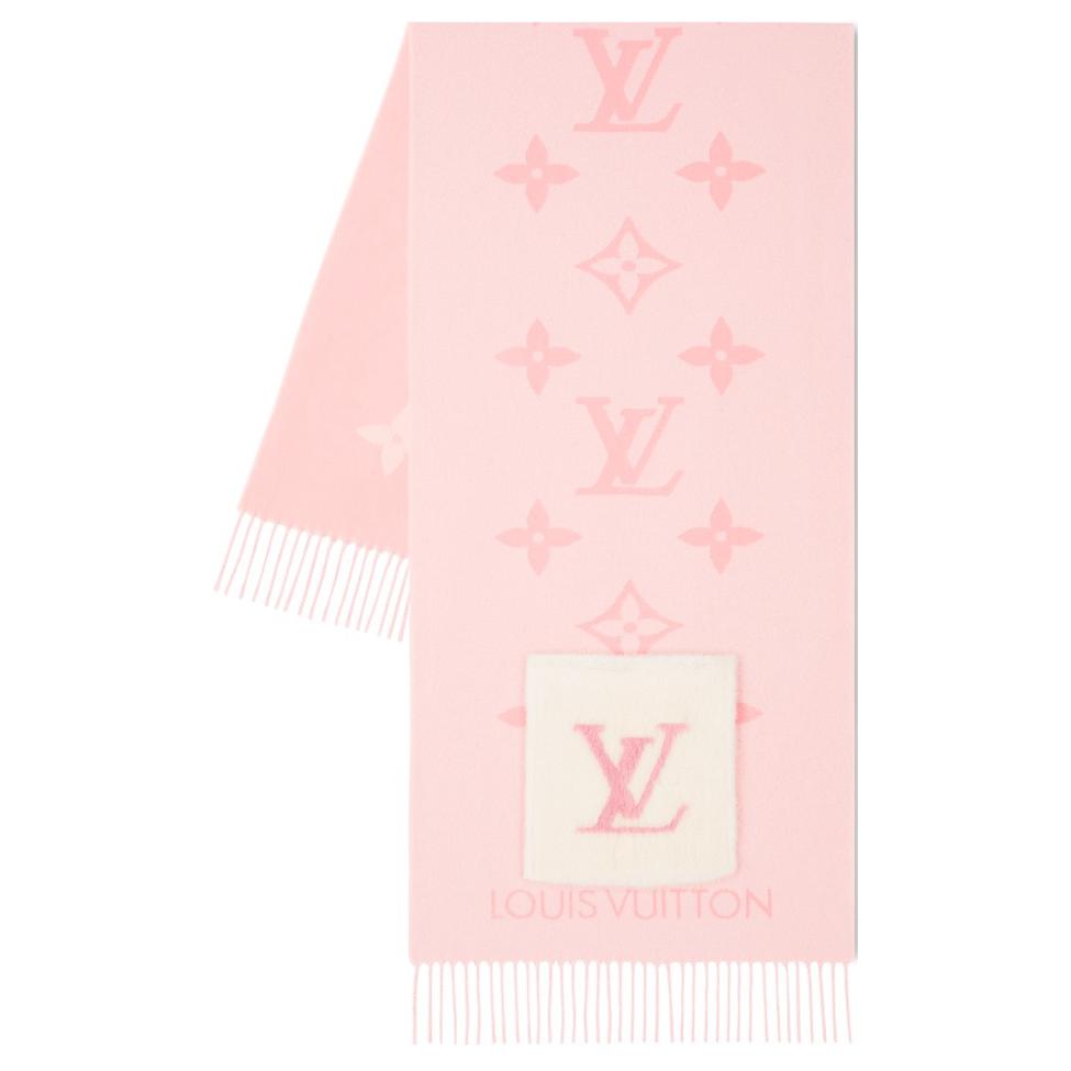 LOUIS VUITTON Cashmere Knit Scarves Unisex Pink