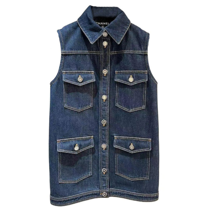 CHANEL Tank Tops Women's Dark Blue