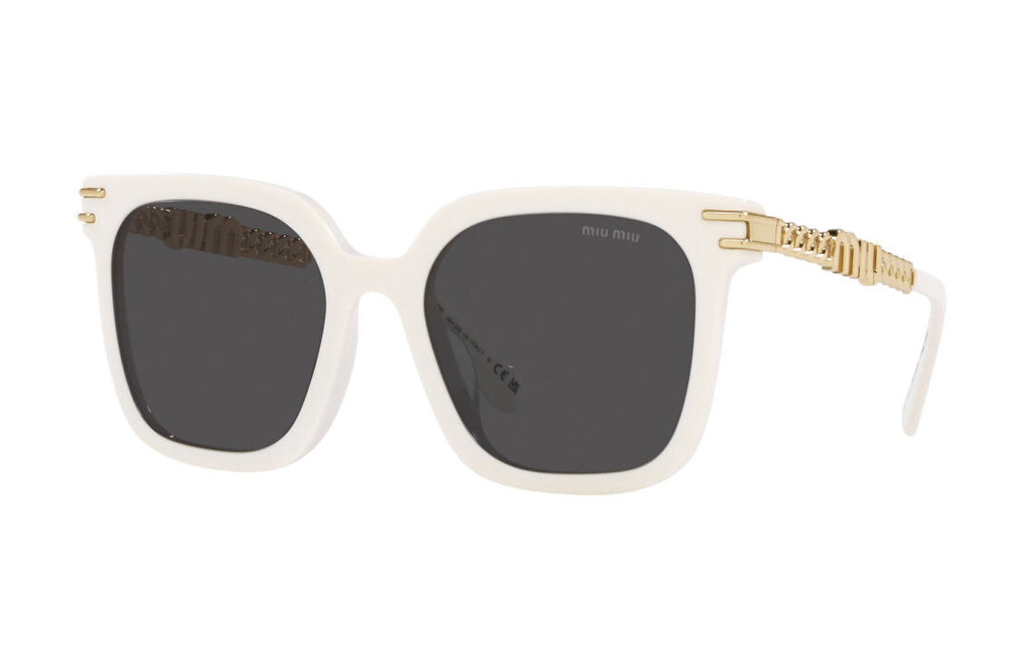 MIU MIU Acetate Metal Irregular Shape Sunglasses Women's White