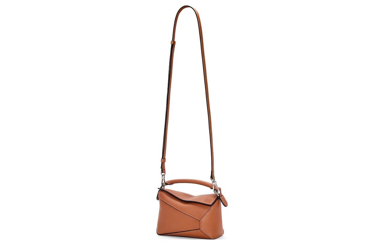 LOEWE Puzzle Cow Leather Handbag, Shoulder Bag, Crossbody Bag Mini Women's Tan