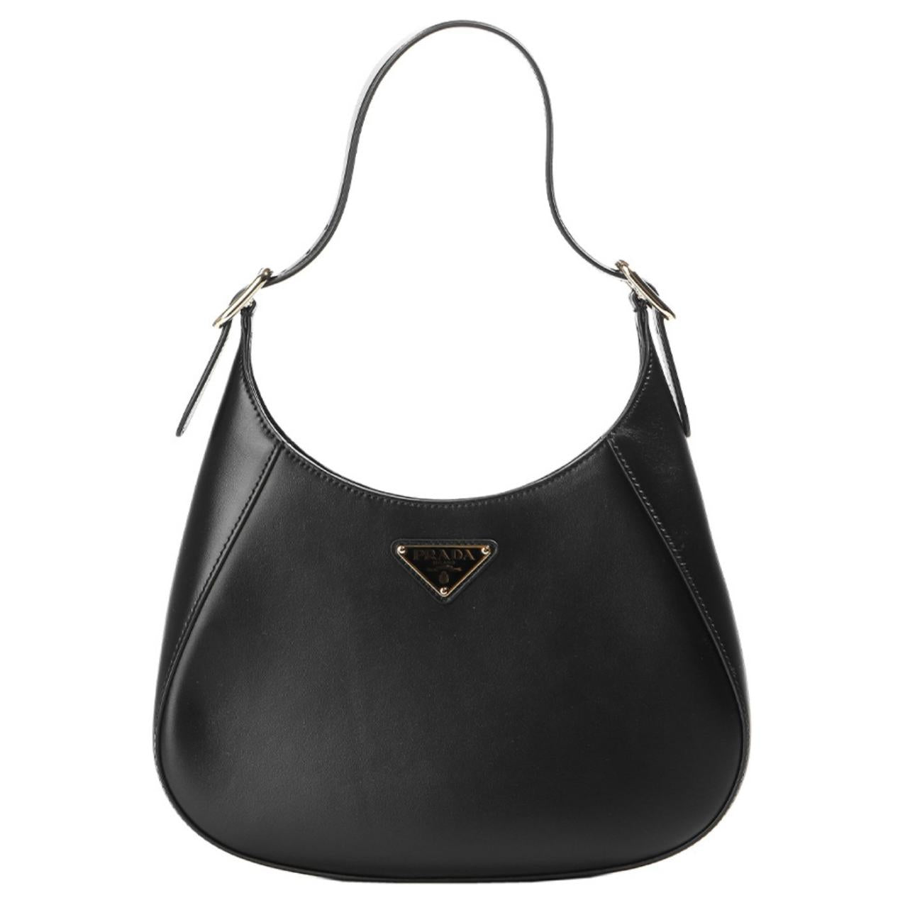 PRADA Cleo Calfskin Handbag Shoulder Bag Women's Black