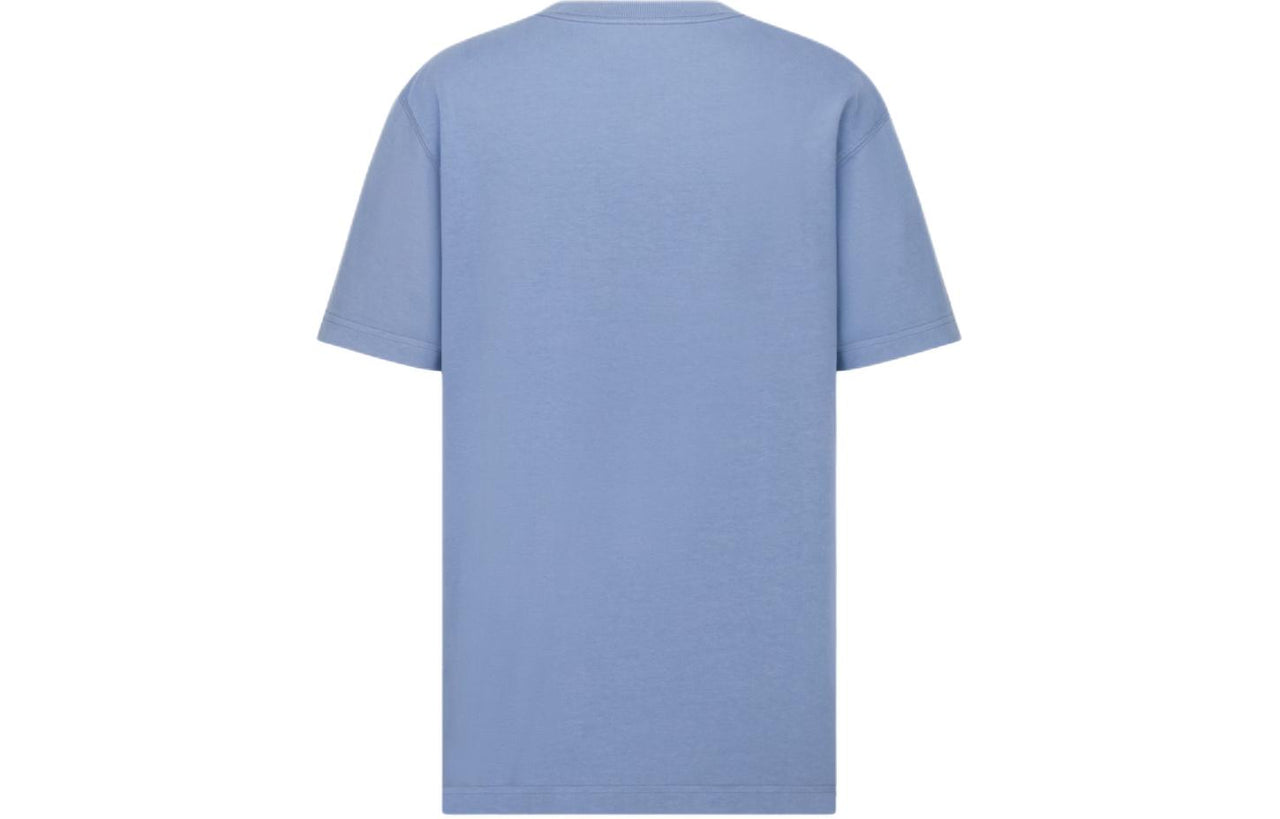 DIOR SS24 Men Letter Embroidery Crew Neck Short Sleeve T-Shirt Blue