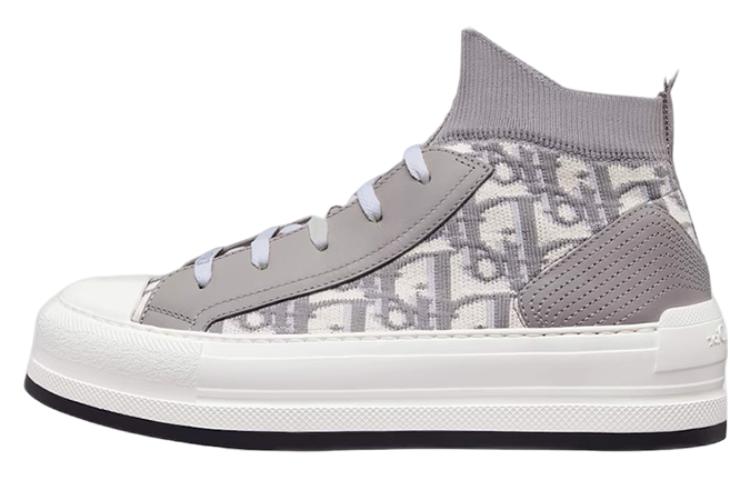DIOR Walk'n'Dior Platform Shoes Slip Resistant Mid Top Skateboard Shoes Women's Gray