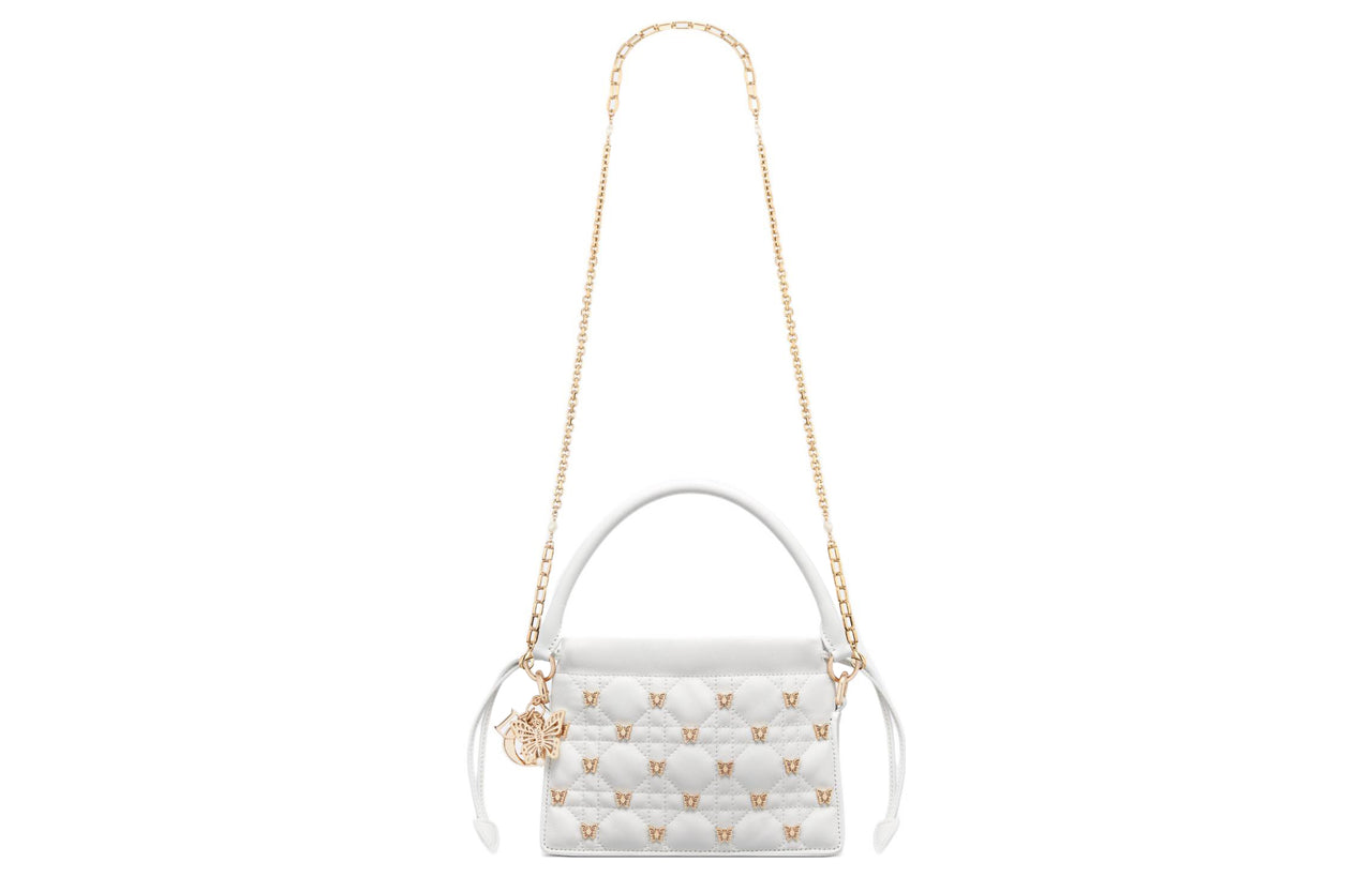 DIOR Sheepskin Shoulder Bag, Crossbody Bag, Handbag Mini Women's White