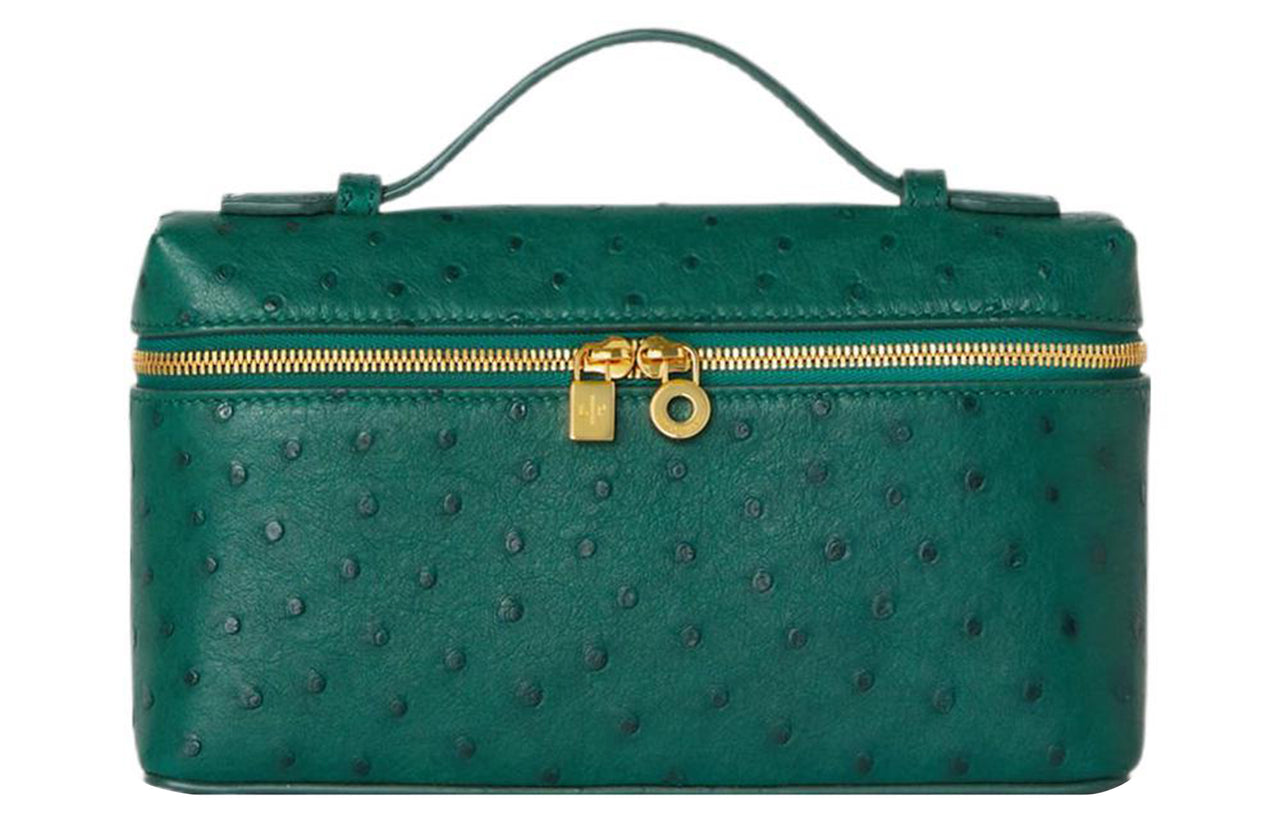 Loro Piana ExtraPocket Ostrich Leather Box Bag Handbag Shoulder Bag Crossbody Bag Regular Women's Green