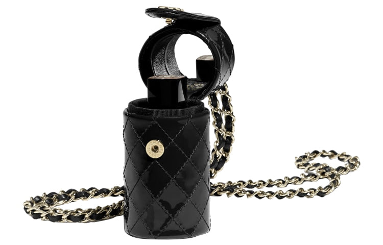 CHANEL Calfskin Coin Purse Women's Black/Gold