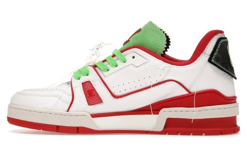 LOUIS VUITTON Trainer Low Top Stylish Skateboarding Shoes Men's Red White Green New York Limited