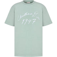 DIOR Letter Logo Pattern Crew Neck Loose Fit Short Sleeved T Shirt Men's Green
