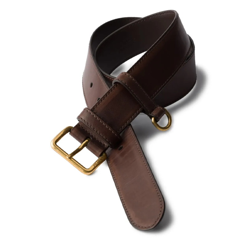 PRADA Calfskin Leather Belts Women's Brown