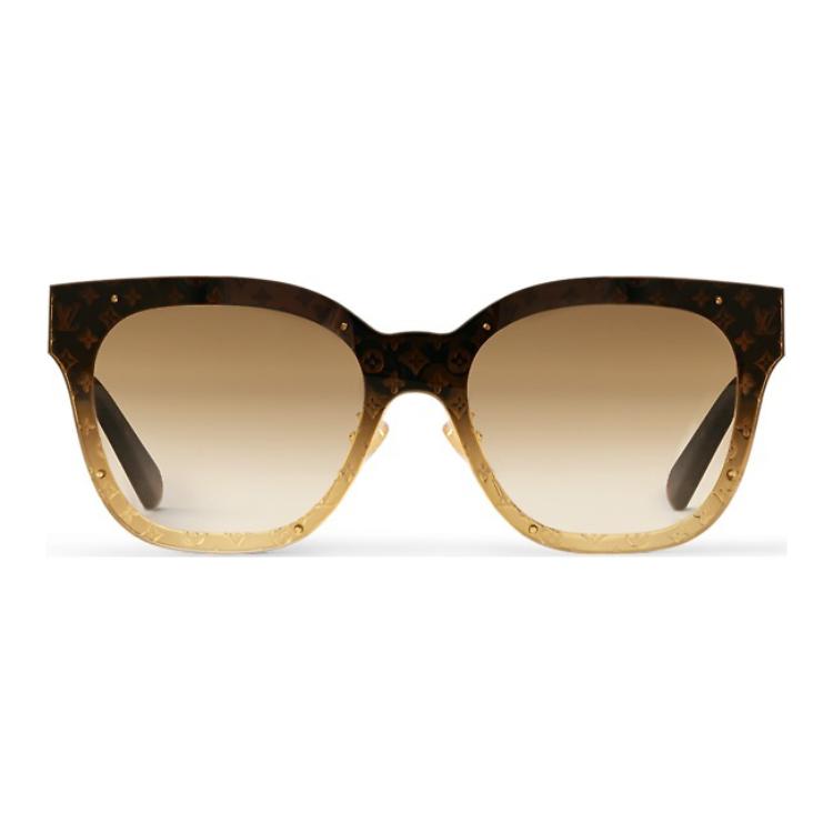 LOUIS VUITTON Metal Acetate Square Sunglasses Women's Brown