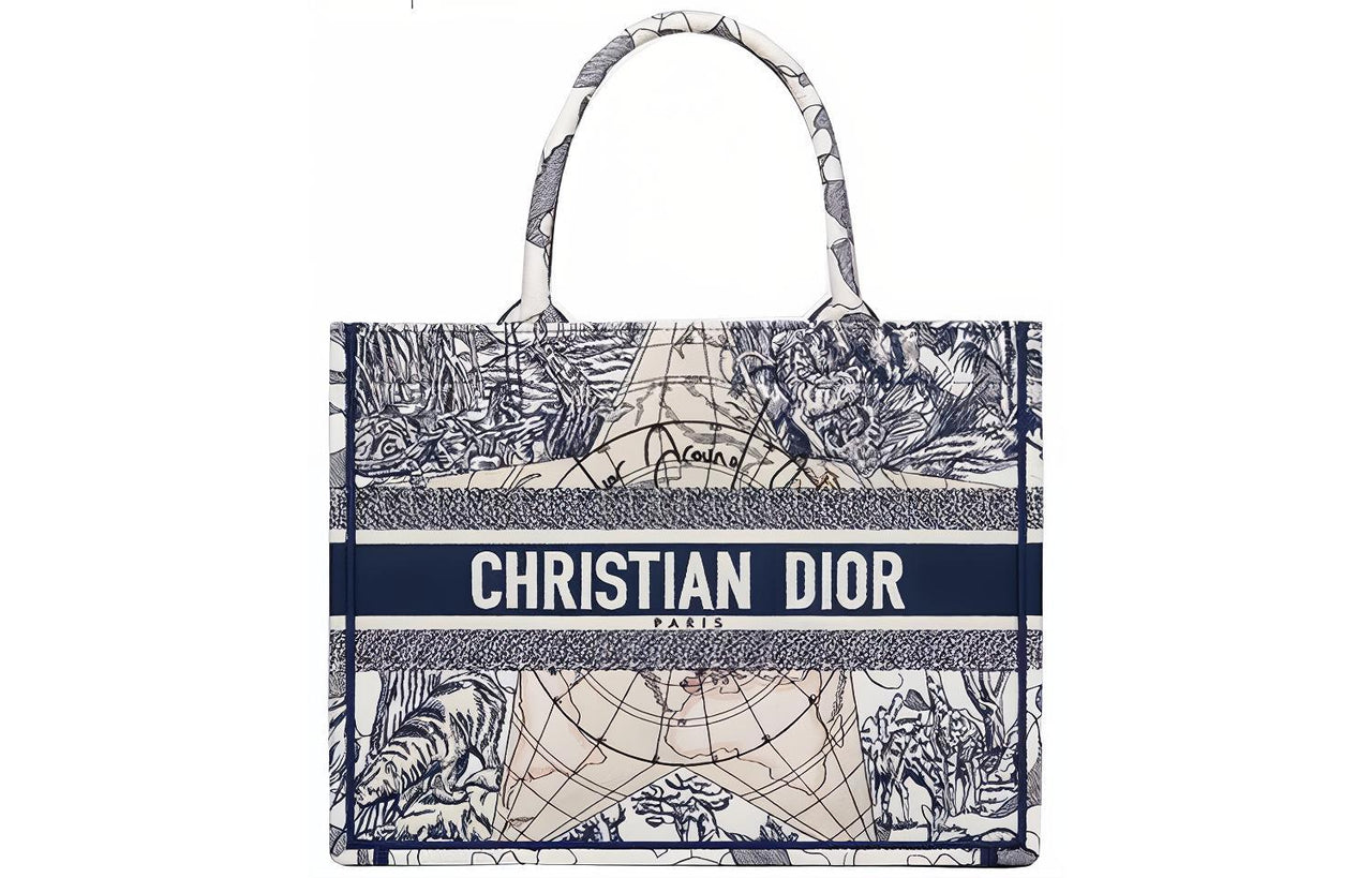 DIOR BookTote Canvas Bag, Tote Bag, Shopping Bag, Handbag Small Size Women's Blue