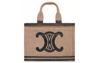 CELINE Cow Leather Tote Bag Shopping Bag Handbag Shoulder Bag Small Size Women's Beige Black