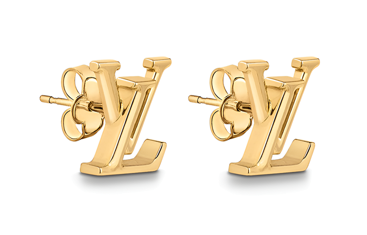 LOUIS VUITTON Metal Stud Earrings Women's Gold