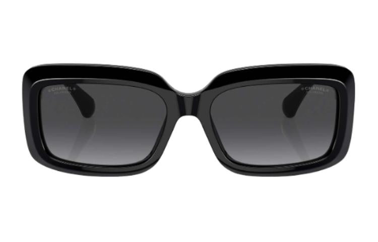 CHANEL Acetate Irregular Shape Sunglasses Unisex Black