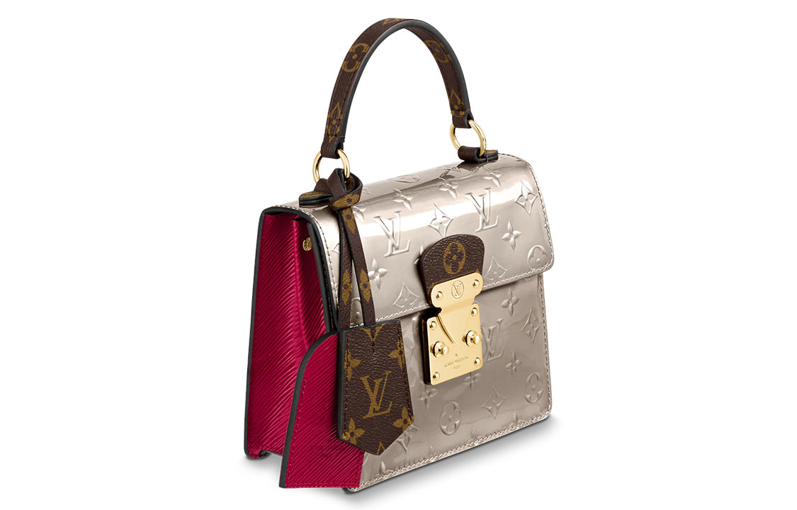 LOUIS VUITTON Cow Leather Shoulder Bag Women's Metallic Champagne Gray