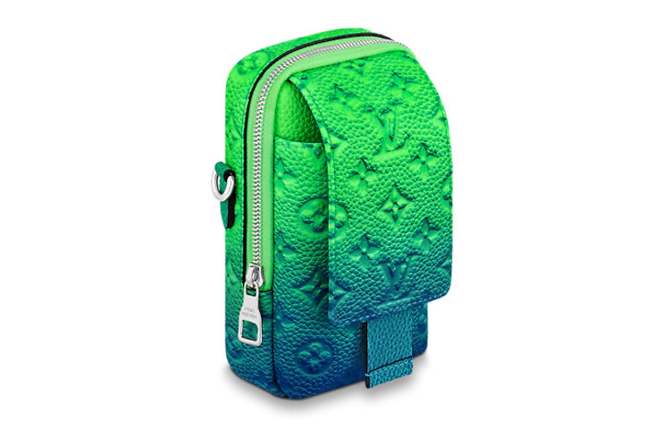 LOUIS VUITTON Double Phone Pouch Taurillon Illusion Blue/Green