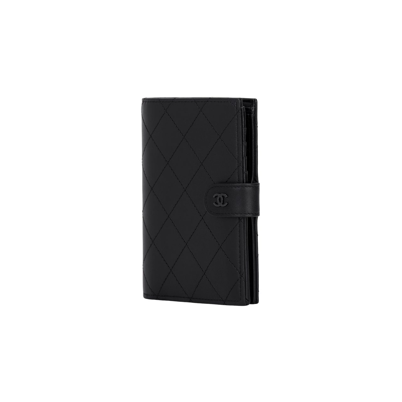 CHANEL Calfskin Passport Holder Women's Black