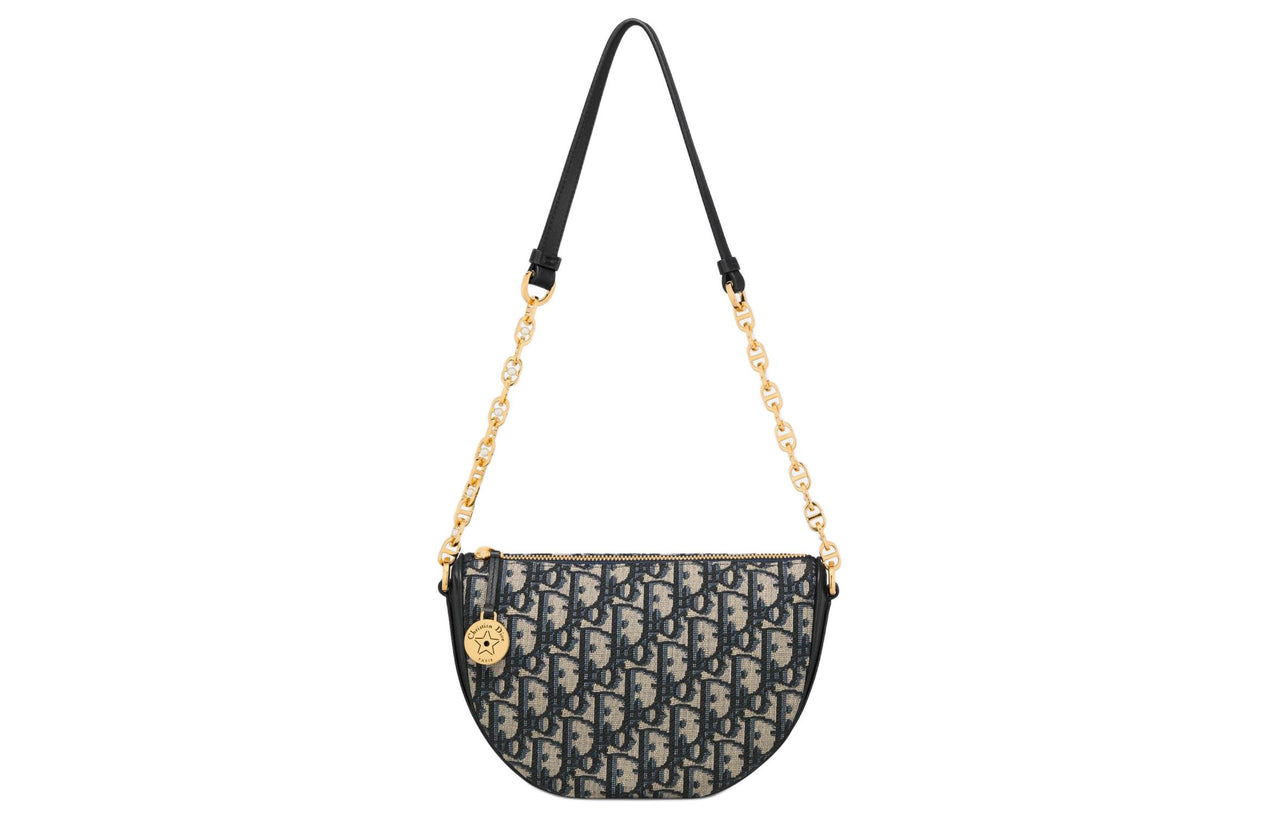 DIOR Oblique Print Handbag, Shoulder Bag Women's Blue