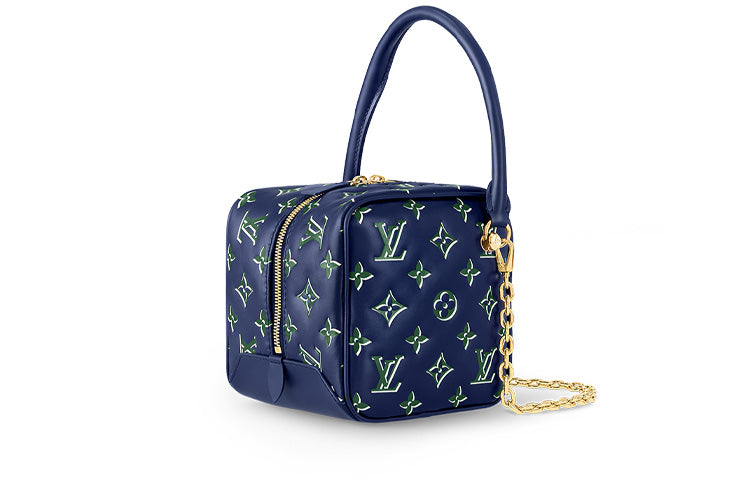 LOUIS VUITTON Square Sheepskin Dice Bag Chain Bag Handbag Regular Women's Dark Blue
