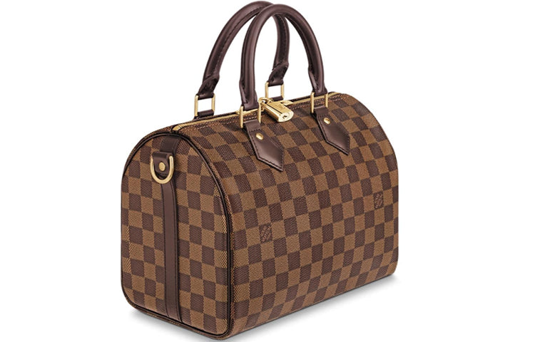 LOUIS VUITTON Speedy Cowhide Patchwork Canvas Pillow Bag Shoulder Bag Crossbody Bag Handbag Women's Tan