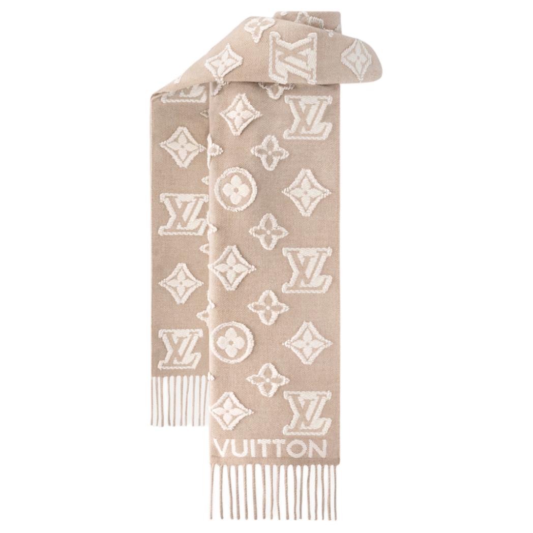 LOUIS VUITTON Cashmere Knit Scarves Women's Light Brown