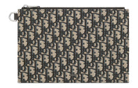 DIOR Oblique Printed Fabric With Grain Cow Leather Small Clutch Bag Men's Beige & Black