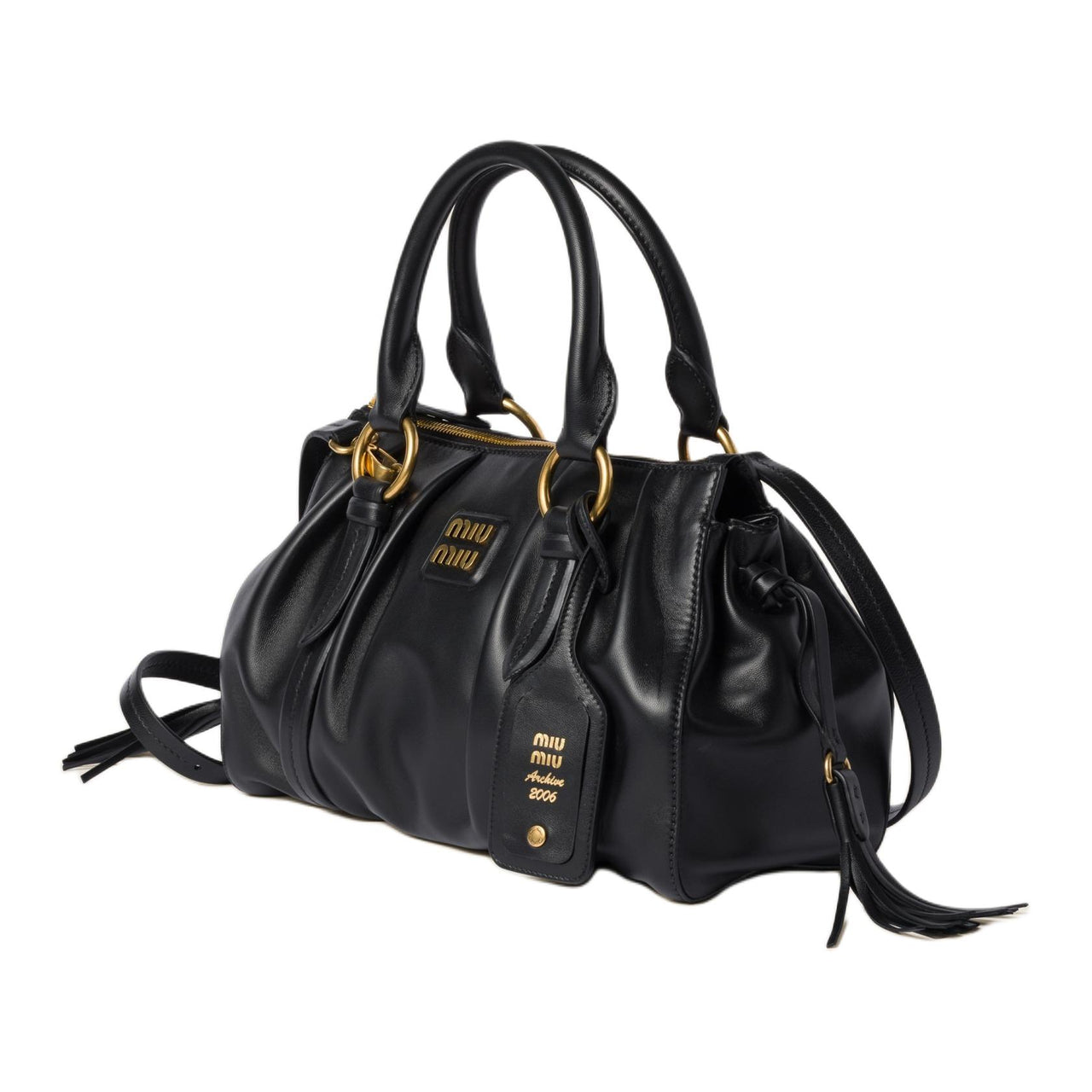 MIU MIU Leather Shoulder Bag, Crossbody Bag, Handbag Women's Black