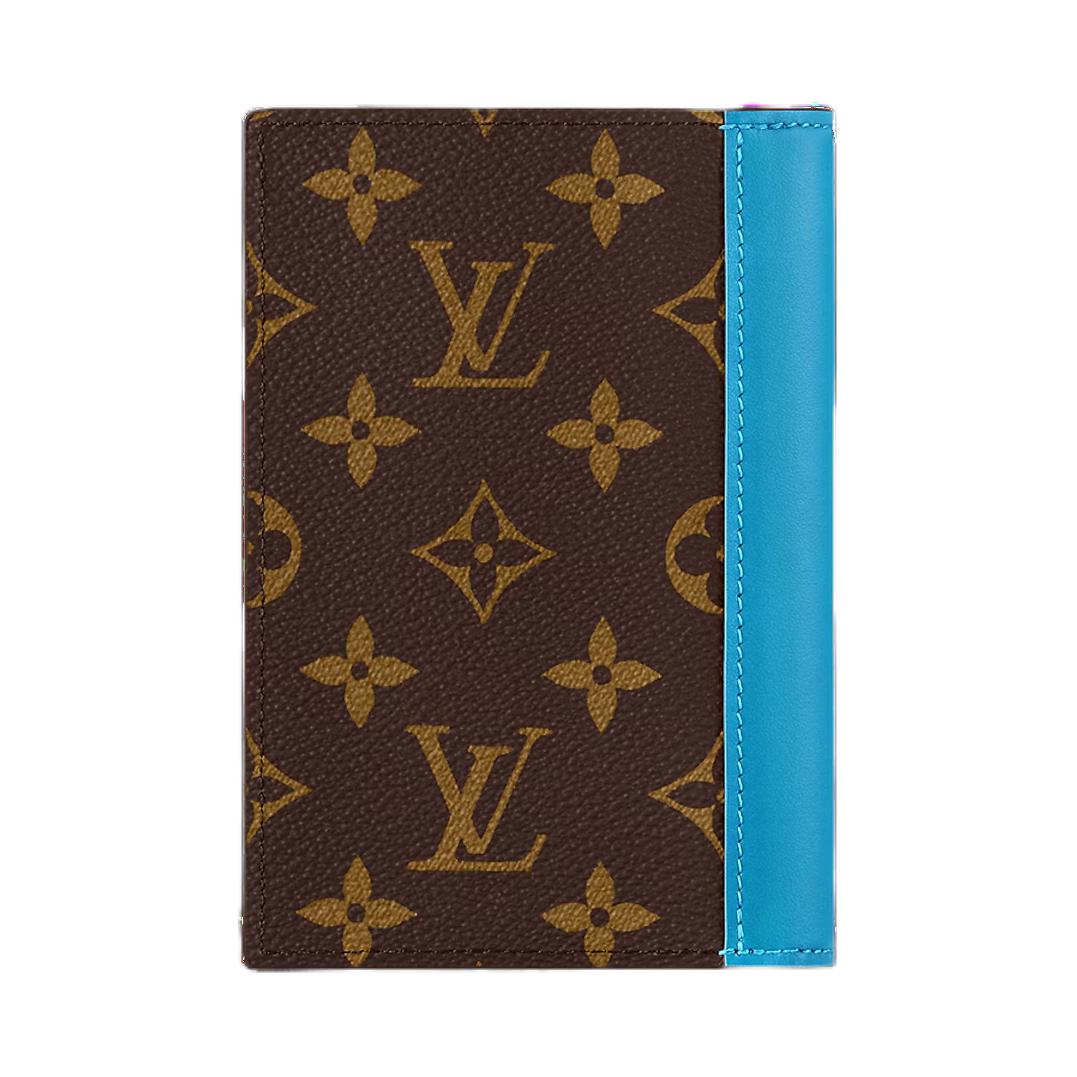 LOUIS VUITTON Colormania Coated Canvas Passport Holder Men's Blue & Brown