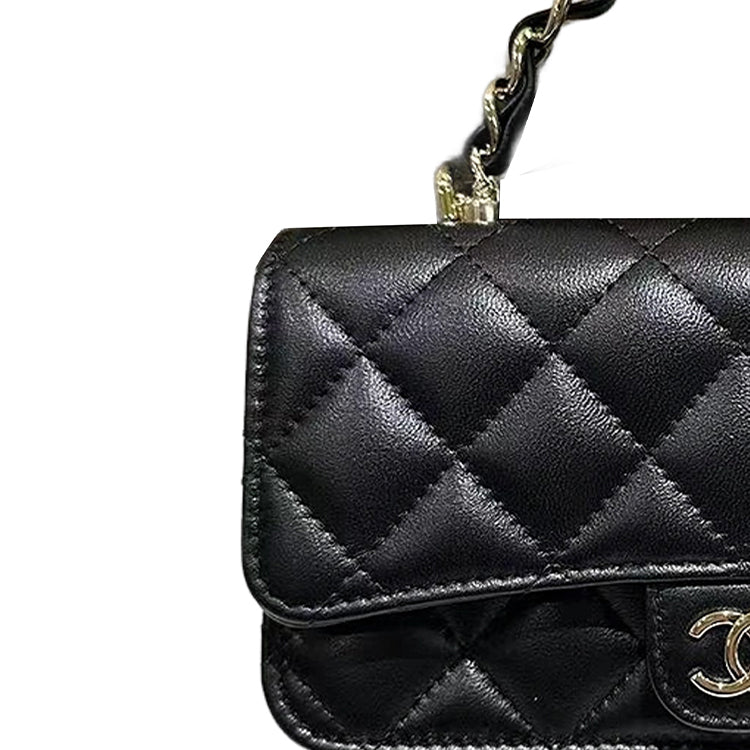 CHANEL WOC Sheepskin Handbag Shoulder Bag Crossbody Bag Mini Women's Black