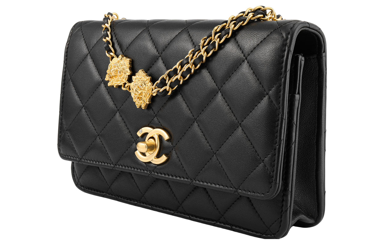 CHANEL WOC Lambskin Handbag Shoulder Bag Crossbody Bag Women's Black