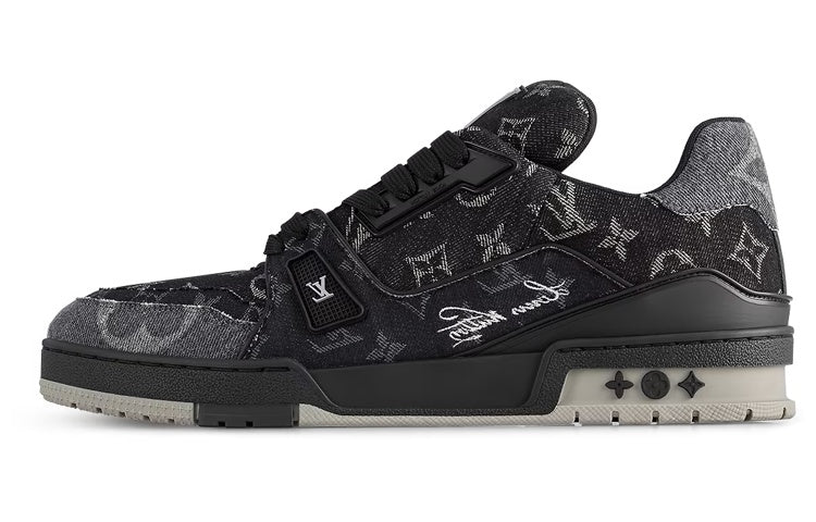 LOUIS VUITTON Trainer Low Top Skateboard Shoes Unisex Black