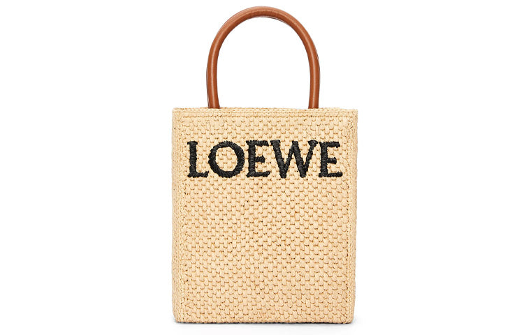 LOEWE Raffia Sheet Music Bag Tote Bag Shopping Bag Handbag Small Size Women's Natural/Black