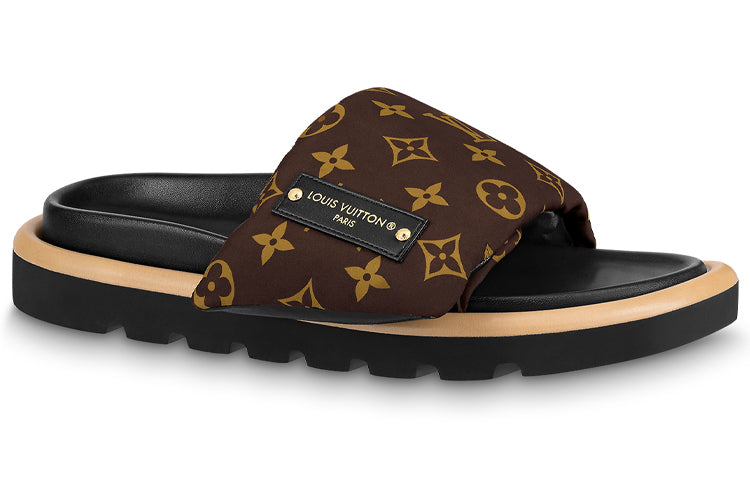LOUIS VUITTON Abrasion Resistant Slide Slippers Women's Brown