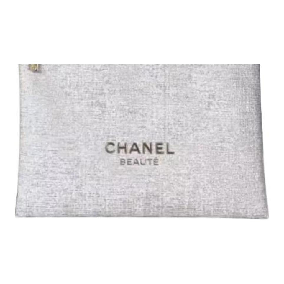 CHANEL White Envelopes Makeup Bag With Tools Minimalist Style