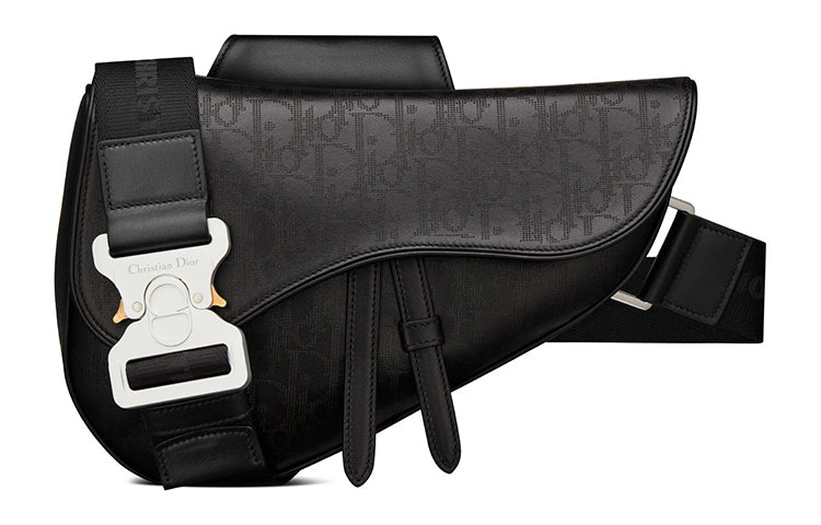 DIOR Saddle Cow Leather Saddle Bag Crossbody Shoulder Bag Men's Black