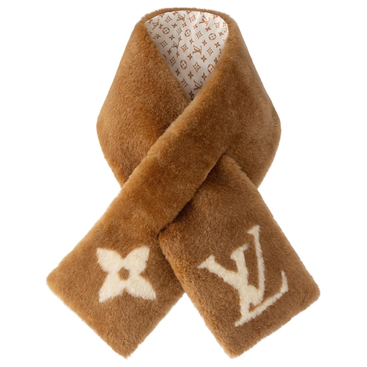 LOUIS VUITTON Monogram Shearling Scarf