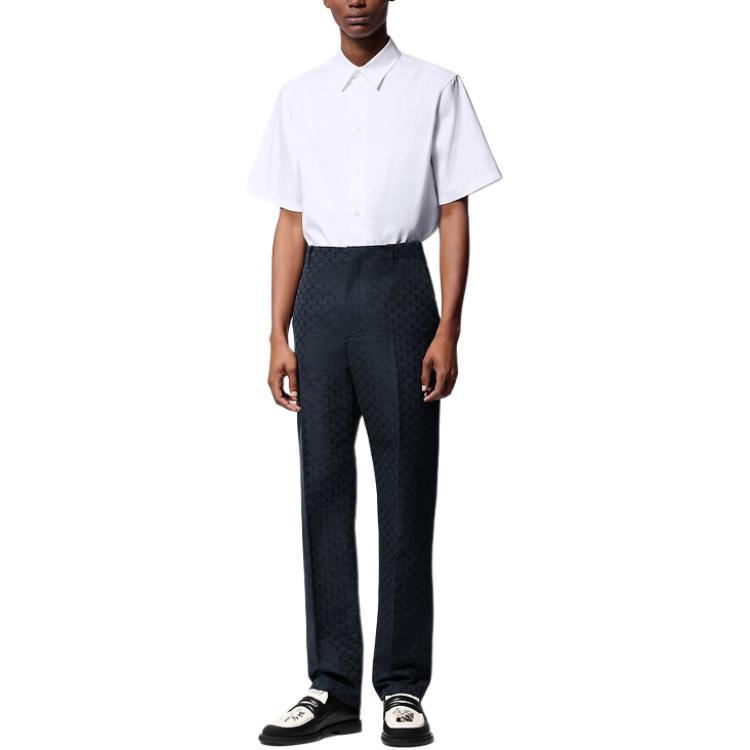 LOUIS VUITTON Lv BLason Printed Cotton Short-Sleeved Oxford Shirt