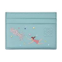 LOEWE Suna Fujita Collaboration Nappa Cow Leather Card Holder Women's Aqua Green